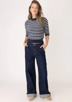 DAMES ANNA BLUE TRUI KORTE MOUW